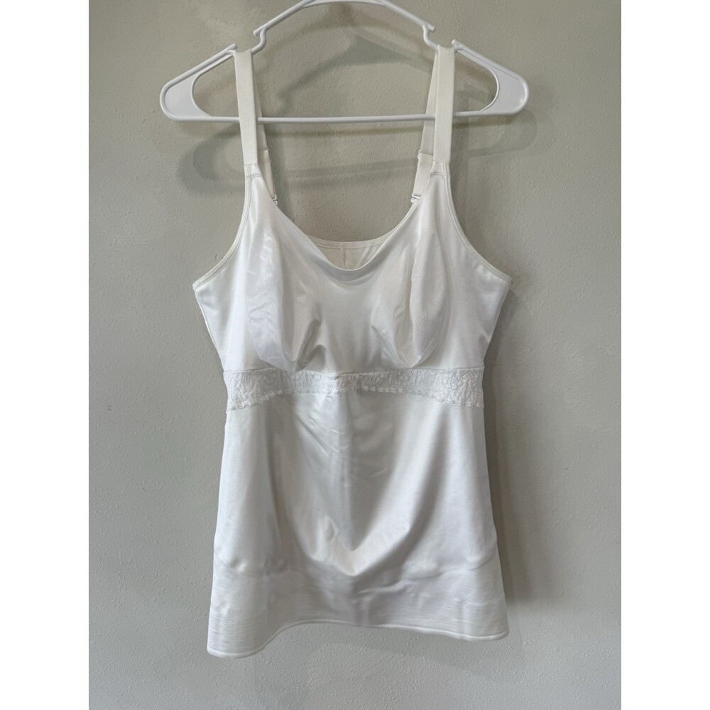 Ruby Ribbon Lace Cami 3024 White Shapewear Tank Top Women’s Size 48